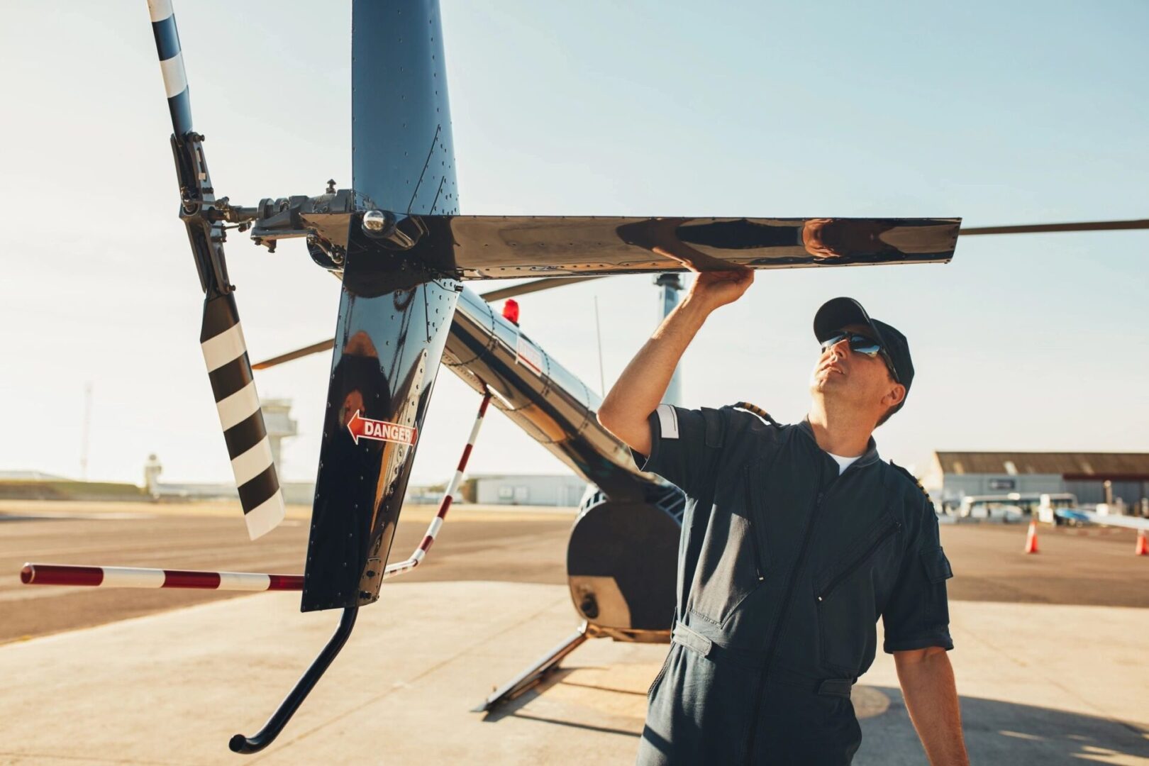 a man working on airplane